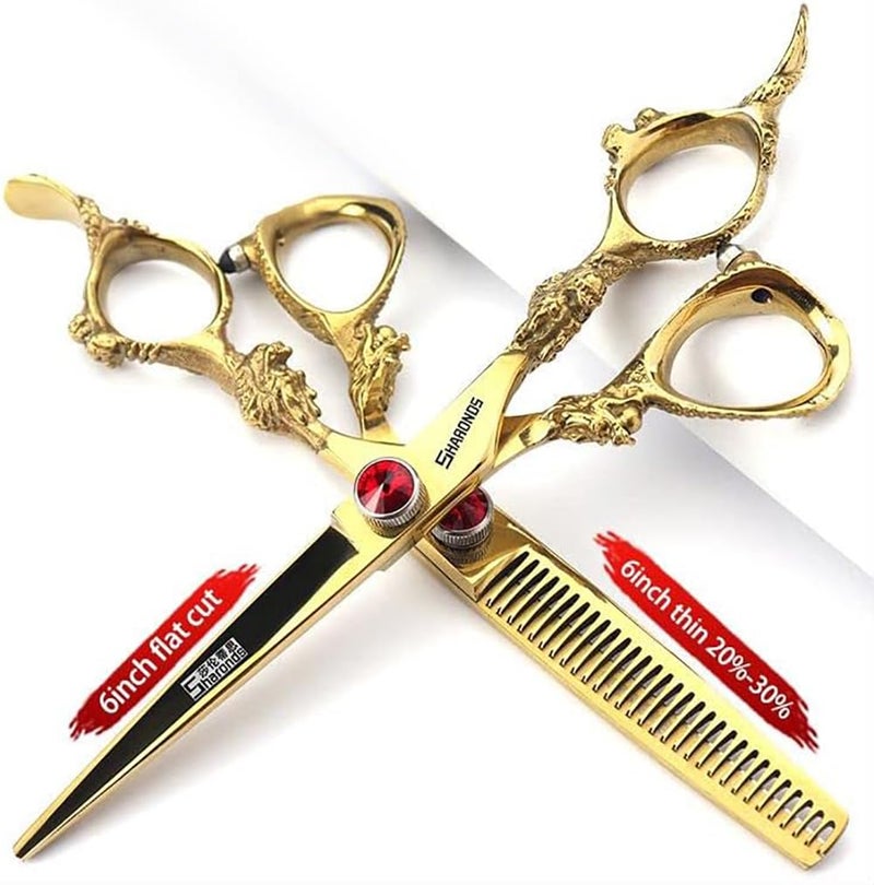 AXEMOORE 6 Inch Professional Hairdressing Scissors Set, Hair Clipper/Family Stainless Steel Hair Clipper (6 Inch Gold Set) - Image 2